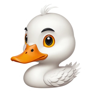 orange whit duck beak and black dot eyes cartoon style sticker