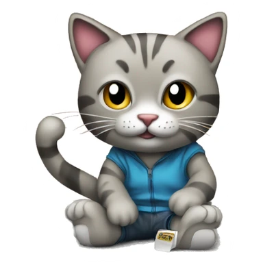 a cat doing graffiti sticker