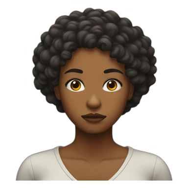 black woman upset and frowning curly hair sticker