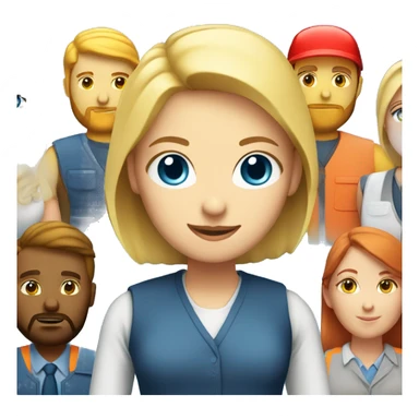 Blonde teacher girl blue eyes with construction man red hair and beard sticker