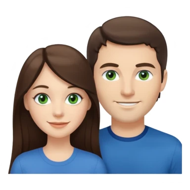 “A Polaroid-style photo of a couple with a heart of a white woman with long brunette hair and blue eyes, and a white man with short brunette hair and green eyes.” sticker