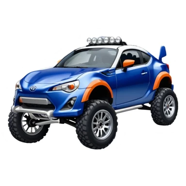 Rally race car Widened roof Long wheelbase widened pearly midnight snow dark blue 2nd generation 2025 Toyota 86 off-road racer chrome nerf bars,side steps mounted under-door-sill climbing rock sliders, and silver satin wheels  sticker