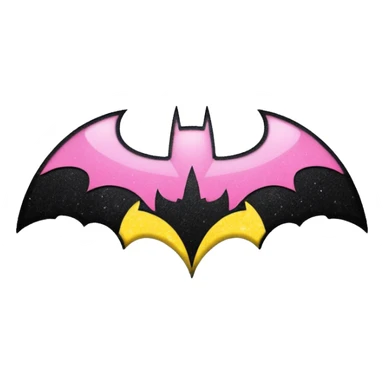 Make a batman logo emoji (girly) it should be black yellow and pink. sticker