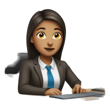 Brunette girl working at office sticker
