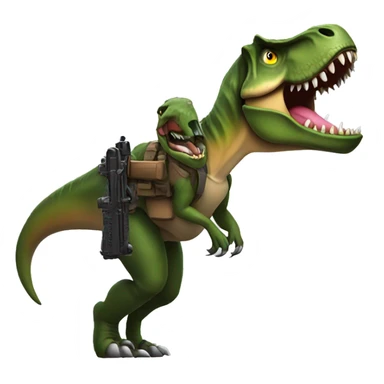 T-rex with a shotgun sticker