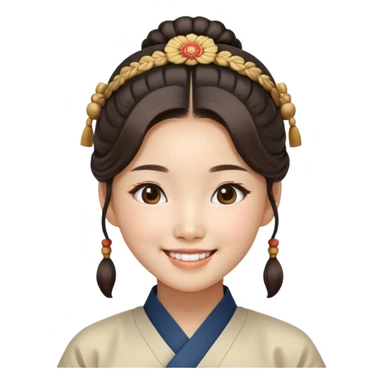 A smiling Korean girl with traditional Korean hairstyle sticker