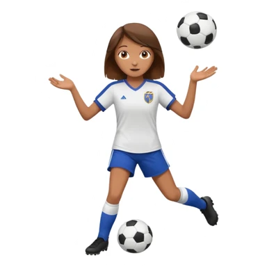Can you make a girl with brown hair that is wearing a soccer uniform that is juggling a soccer ball sticker