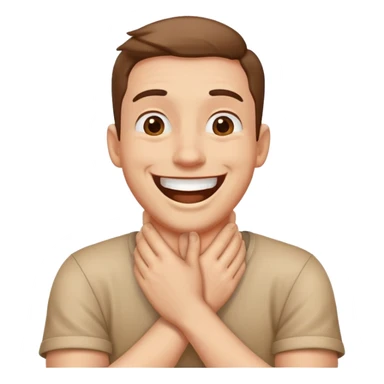 guy with hands crossed holding neck laughing  sticker