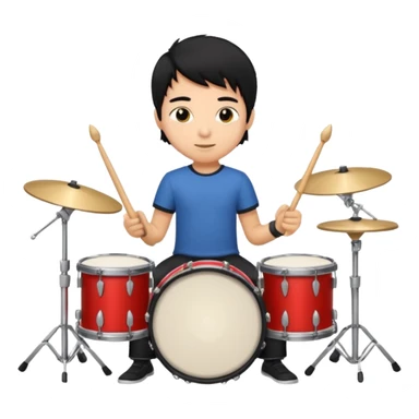 niño trigueño de cabello negro tocando la batería  sticker