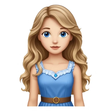 pretty female with long wavy brown hair with blonde highlights and blue eyes standing in front of a historical landmark in Germany  sticker