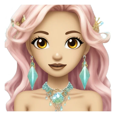 mermaid hime gyaru girl with pointy, jewerly sticker