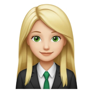 Green eyes office girl with straight long blonde hair barbie sticker