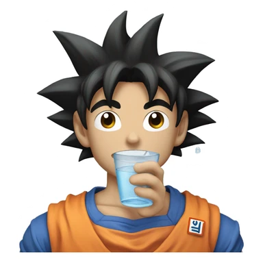 Goku with a cup of water sticker