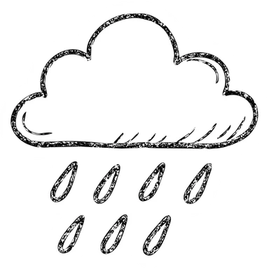 hand-drawn outlined rain icon, sketchy look sticker