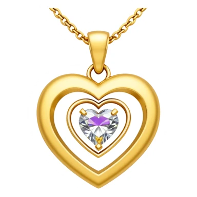 gold pendant with a diamond heart sticker