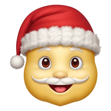 :noel: from jeuxvideo.com: A yellow small smiling face wearing a red Santa hat with a pompom, rosy cheeks and twinkling eyes, conveying a warm, festive vibe. It should be a trolling smile. Like kappa. sticker