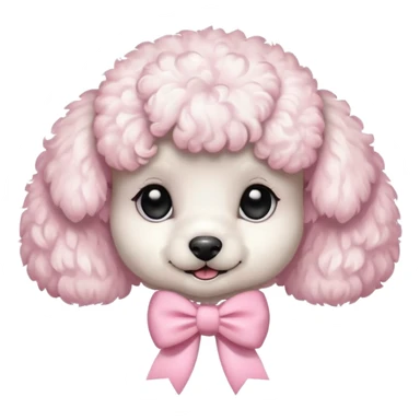 white poodle puppy with pastel pink bow  sticker