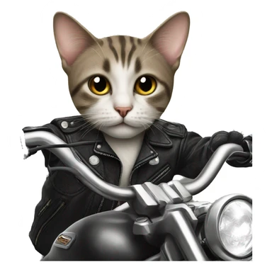 Cat driving a motorcycle with tattoos  sticker