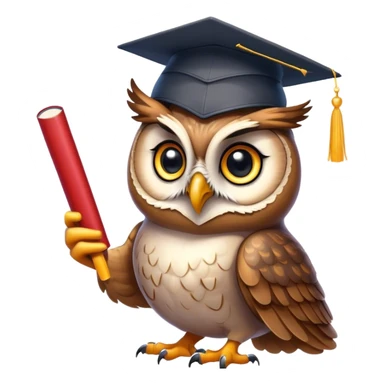 Owl with graduation hat and diploma in claws sticker
