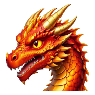 Cinematic Noble Fierce Fire Dragon Portrait Emoji, Poised and imposing, with a muscular, scaled body ablaze in fiery hues of crimson, molten orange, and molten gold, and intense, burning eyes that mirror the heart of a volcano; rendered with lifelike texture and dynamic natural highlights, high shine, formidable and intense, styled with an aura of scorching mythic power, focused and resolute, soft glowing outline, capturing the essence of a legendary inferno poised to ignite the screen with timeless ferocity! sticker