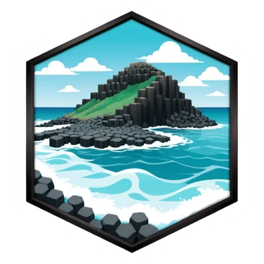 giant's causeway in northern ireland it has hexagonal rock pillars set against the ocean add more ocean sticker