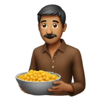 Indian man eating suspicious brown substance sticker