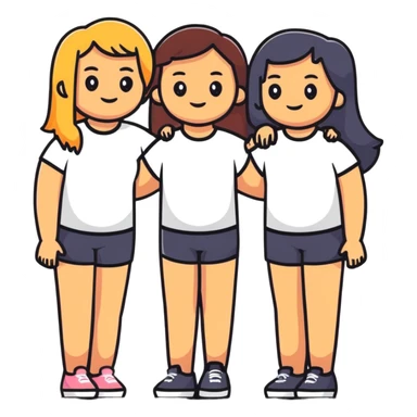 Four diverse female best friends posing together sticker