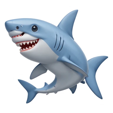 cute shark with two small legs, sideways view, smiling, wearing blue Nike sneakers sticker