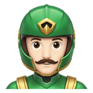 White version of the green power ranger with a brown mustache, green helmet sticker