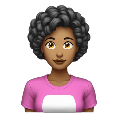 mujer pelo corto semiondulado camiseta con logo 4tech sticker