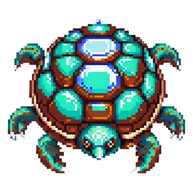 Fantasy turtle with crystal shell and glowing eyes sticker