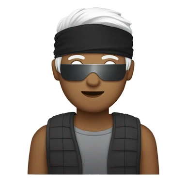 guy with black blindfold  and white hair￼ sticker