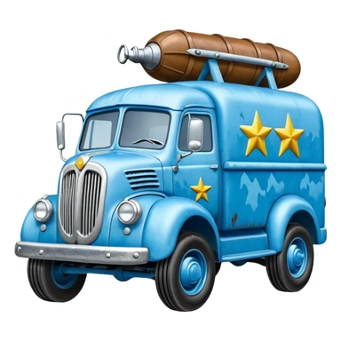 The Flintstones shiny crushed-iced-blue frozen Scooby Doo 1945 Lightning Bug busters liquidator’s antique long-wheelbase snub-nose off-road moving truck  sticker