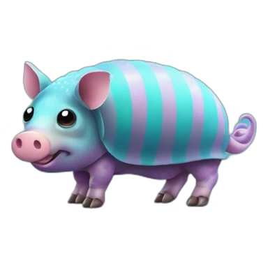 Iridescent spotted striped cyan purple gradient pig armadillo cow centipede insect with star markings star shaped spots sticker