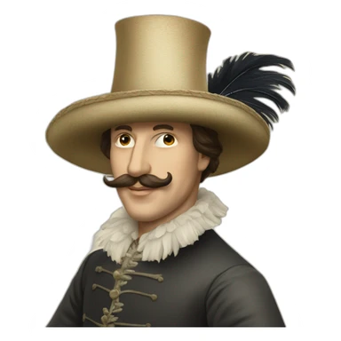 gilles de Binche with his hat made of ostrich feather sticker