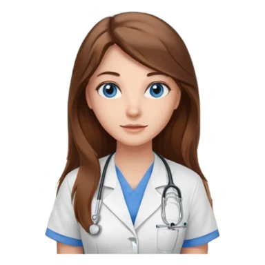 inside a classroom at university that says nursing school on the board with a pretty female nursing student with long brown hair, blue eyes sticker