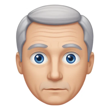 Middle aged man with receding grey hair and no beard, blue eyes sticker