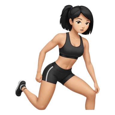 Tan woman with black hair pushing butt outward bent at waist sticker