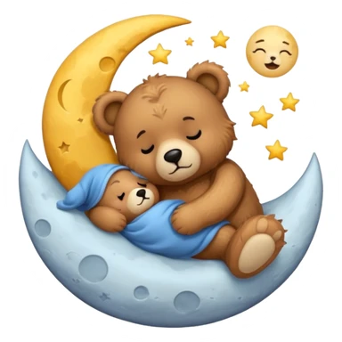 Sleepy moon with teddy bear sticker