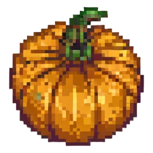 simple and recognizable pumpkin, vibrant colors, small size, pixel art style sticker