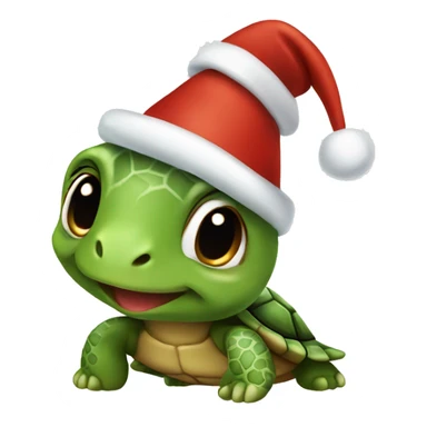 baby turtle with a christmas hat  sticker
