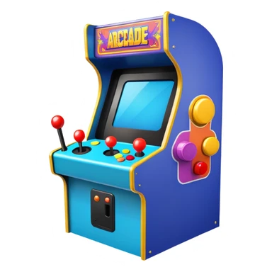 A colorful classic arcade cabinet with joystick and buttons sticker