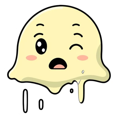 Crying but trying to smile face – shaky grin, tears streaming, sticker