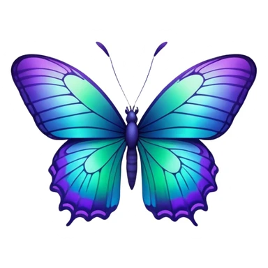 Gradient iridescent purple indigo blue cyan green butterfly sticker