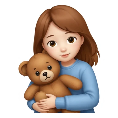 Little korean girl – hugging a teddy bear.
 sticker