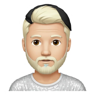 Justin Jeffre (b.1973) from 98 Degrees with platinum blonde hair and beard beard, white sequin outfit sticker