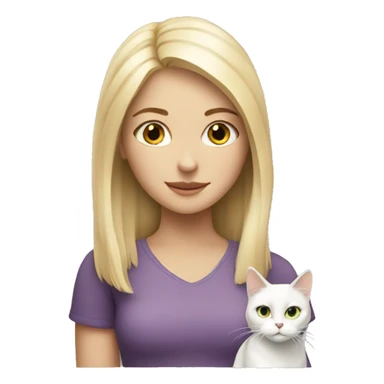 Blonde girl with white cat sticker