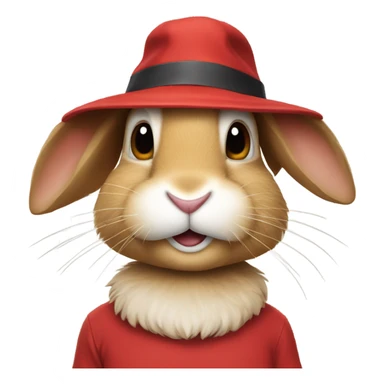 mid-age specialist rabbit with hat in red t-shirt sticker
