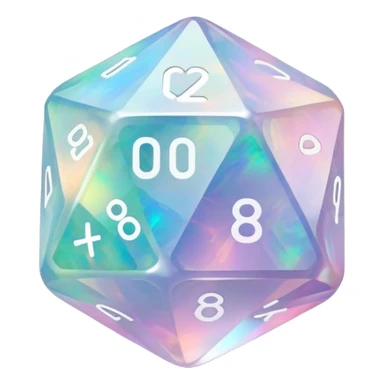 opal crystal gemstone d20 dice sticker