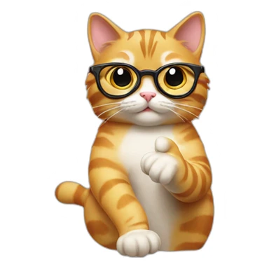 cat nerd smiley glasses finger up sticker